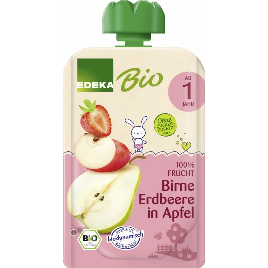 EDEKA Bio Birne & Erdbeere In Apfel Ab 1.Jahr 100G 1 EDEKA Bio Birne & Erdbeere In Apfel Ab 1.Jahr 100G