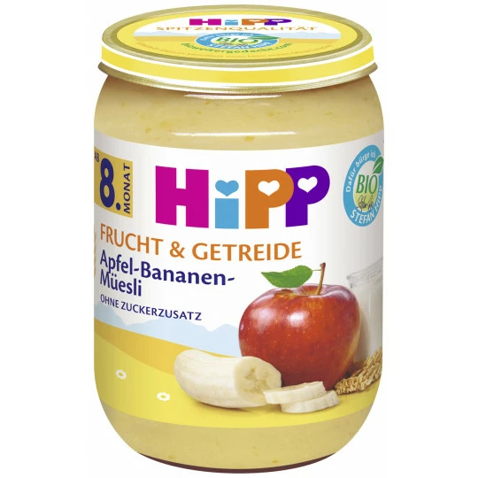 Hipp Bio Frucht & Getreide Apfel-Bananen-Müesli Ab 8.Monat 190G 1 Hipp Bio Frucht & Getreide Apfel-Bananen-Müesli Ab 8.Monat 190G
