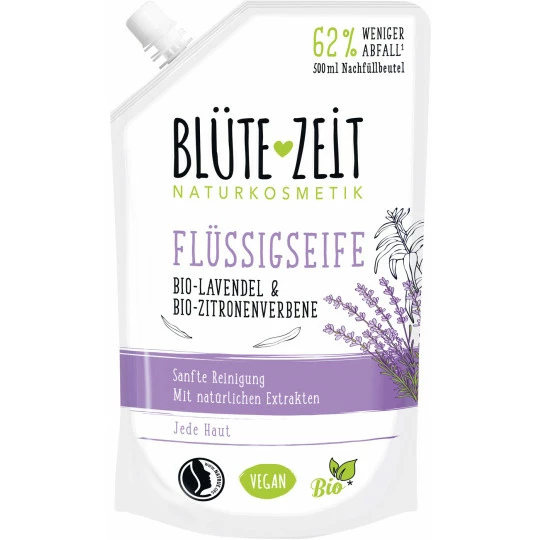 Blütezeit Flüssigseife Verbene & Lavendel Nachfüllbeutel 500ML 1 Blütezeit Flüssigseife Verbene & Lavendel Nachfüllbeutel 500ML