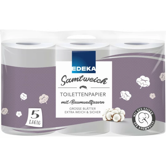 EDEKA Toilettenpapier Samtweich 5-lagig 6x 130 Blatt 1 EDEKA Toilettenpapier Samtweich 5-lagig 6x 130 Blatt