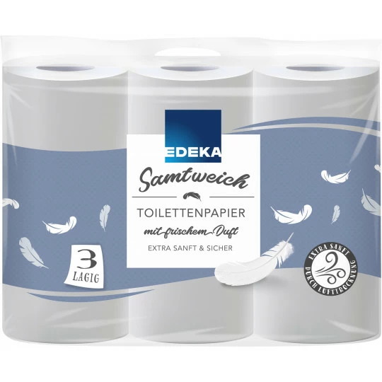 EDEKA Toilettenpapier Samtweich 3-lagig 9x 140 Blatt 1 EDEKA Toilettenpapier Samtweich 3-lagig 9x 140 Blatt