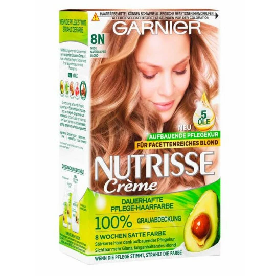 Garnier Nutrisse Nudes Coloration 8N Natuerliches Blond 160ML 1 Garnier Nutrisse Nudes Coloration 8N Natuerliches Blond 160ML
