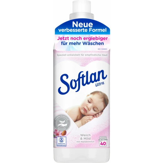 Softlan Ultra Weichspüler Weich & Mild Mit Mandelmilch 1L 40WL 1 Softlan Ultra Weichspüler Weich & Mild Mit Mandelmilch 1L 40WL